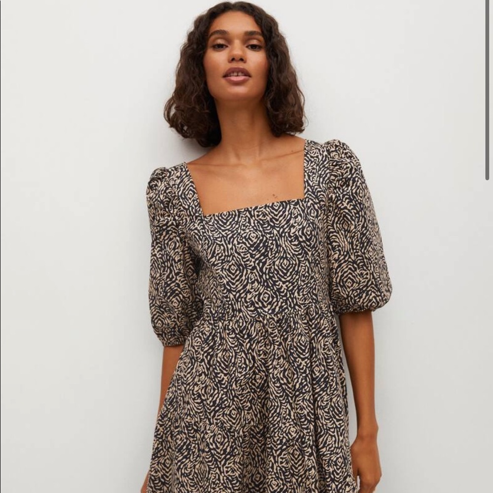 Mango puff sleeve midi dress size S/4